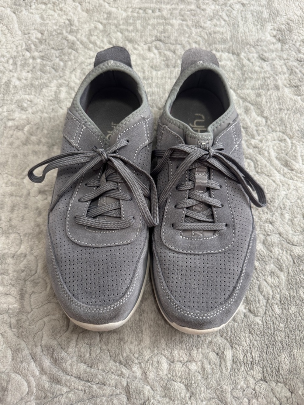 Women’s Ryka Elle Gray Suede Lace-Up Sneakers
